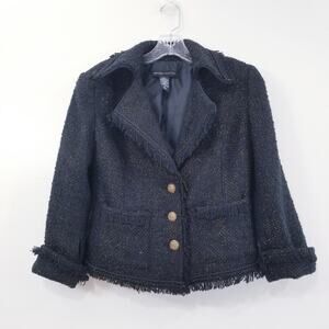 New York & Company Wool Blend Gold Metallic Tweed Blazer